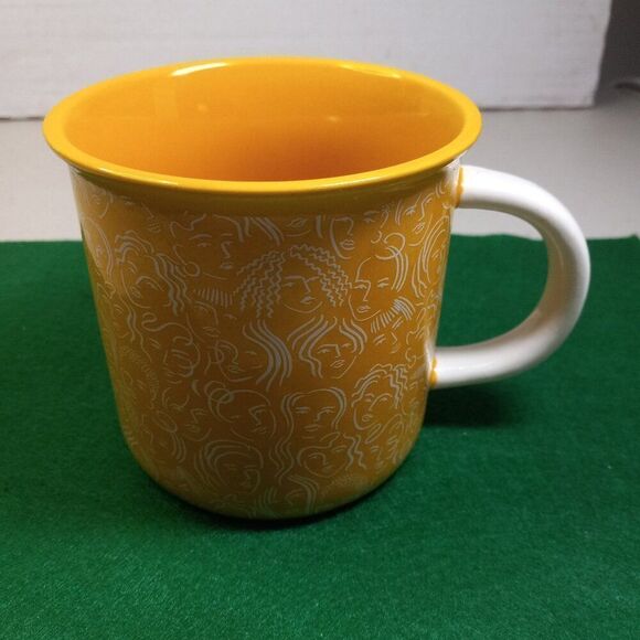 NWT One together Multiple Faced Yellow Mug Cottagecore Countrycore Kitsch - Picture 1 of 6